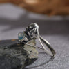 Wholesale Vintage Distressed S925 Sterling Silver Skull Ring Set With Precious Stones
