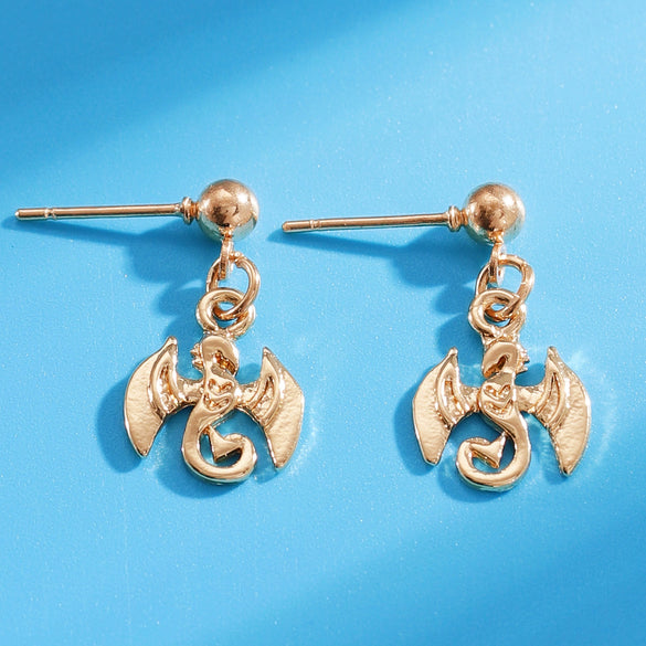 Wholesale Vintage Dragon Alloy Earrings With 14K Gold Ear Needles Electroplated For Trendy Girls