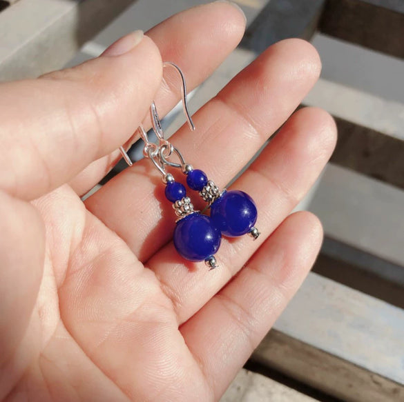 Wholesale Vintage Dropshaped Beads Pendant Earrings With Blue Lapis Lazuli Shell Beads