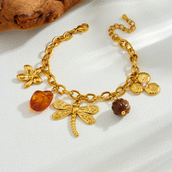 Wholesale Vintage Electroplated Stainless Steel Jewelry Set With Dragonfly And Butterfly Patterns For Women
