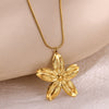 Wholesale Vintage Exaggerated Gold Plated Stainless Steel And Titanium Steel Flower Stamen Pendant Collarbone O Word Chain For Women