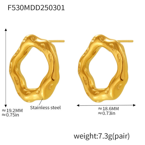 Wholesale Vintage Ferris Wheel Niche Ring And Earrings Set Stainless Steel 18K Gold Plated Women's Jewelry
