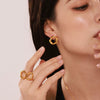 Wholesale Vintage Ferris Wheel Niche Ring And Earrings Set Stainless Steel 18K Gold Plated Women's Jewelry