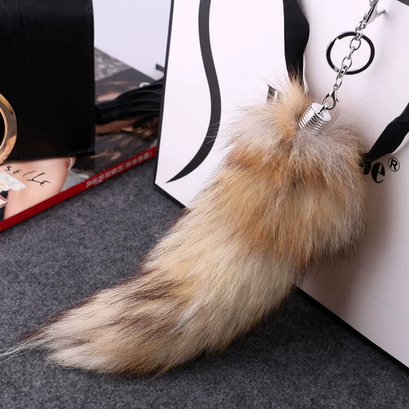 Wholesale Vintage Fox Fur Tail Keychain Pendant With Electroplating