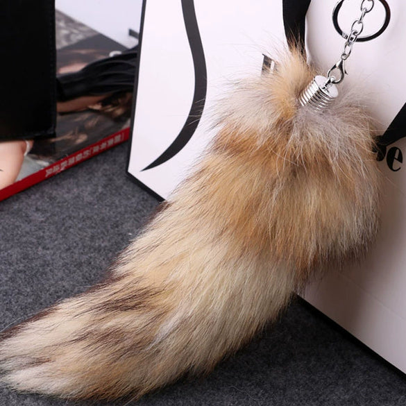 Wholesale Vintage Fox Fur Tail Keychain Pendant With Electroplating