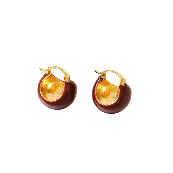 Wholesale Vintage Geometric Copper Earrings With Enamel Oil And Real Gold Electroplating For Women