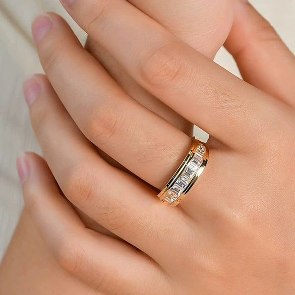 Wholesale Vintage Geometric Copper Ring Inlaid With Zircon