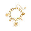 Wholesale Vintage Geometric Electroplated 18K Gold Stainless Steel Moon Heart Sun Pendant Bracelet For Women