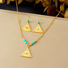 Wholesale Vintage Geometric Electroplated Stainless Steel Devil's Eye Triangular Female Accessories Set Earrings Necklaces
