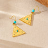 Wholesale Vintage Geometric Electroplated Stainless Steel Devil's Eye Triangular Female Accessories Set Earrings Necklaces