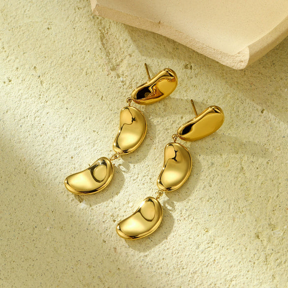 Wholesale Vintage Geometric Fivepointed Star Stainless Steel 18K Gold Electroplated Women's Earrings
