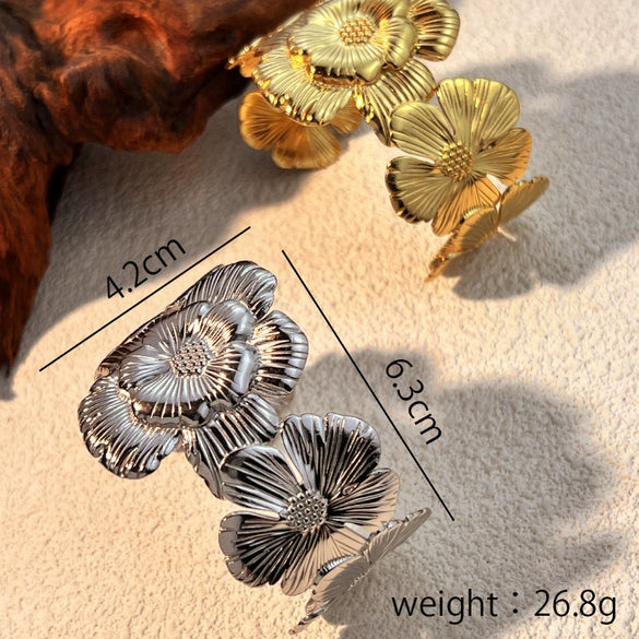 Wholesale Vintage Geometric Flower Stainless Steel Electroplated Bracelet Jewelry