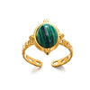 Wholesale Vintage Geometric Natural Stone Stainless Steel Ring Electroplated 18K Gold For Women