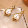 Wholesale Vintage Geometric Pearl Stainless Steel Electroplated Earrings For Women