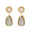 Wholesale Vintage Geometric Stainless Steel 18K Gold Plated Brushed Glass Inlaid Earrings For Women