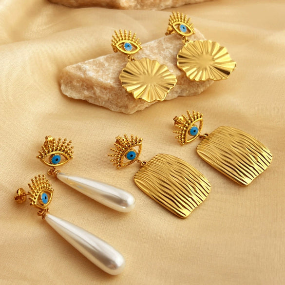 Wholesale Vintage Geometric Stainless Steel 18K Gold Plated Tassel Earrings For Women