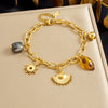 Wholesale Vintage Geometric Sun Fanshaped Goldplated Stainless Steel Bracelet For Women