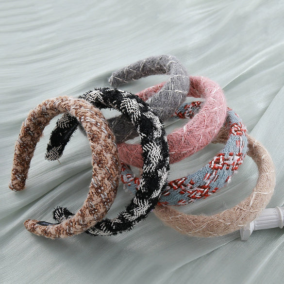 Wholesale Vintage Handmade Cloth Wool Thick Flower Widebrimmed Skull Top Allmatch Highgrade Women's Hair Accessory Headband