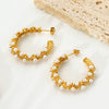 Wholesale Vintage Highgloss Geometric Cshaped Stainless Steel Earrings Set With Pearls 18K Gold Plated For Women