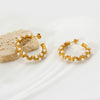 Wholesale Vintage Highgloss Geometric Cshaped Stainless Steel Earrings Set With Pearls 18K Gold Plated For Women