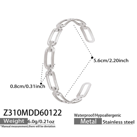 Wholesale Vintage Insstyle Minimalist Stainless Steel Enamel Electroplated Bracelet With 5A Zircon Open Bangle And Geometric Design