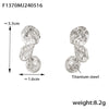Wholesale Vintage Irregular Petals Flower Design Electroplated Titanium Steel Earrings For Women