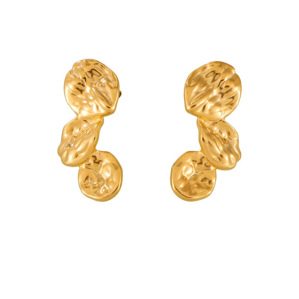 Wholesale Vintage Irregular Petals Flower Design Electroplated Titanium Steel Earrings For Women
