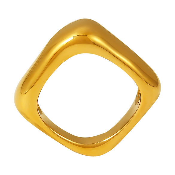 Wholesale Vintage 18K Gold Pvd Plated Stainless Steel Geometric Square Ring For Women
