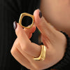 Wholesale Vintage 18K Gold Pvd Plated Stainless Steel Geometric Square Ring For Women