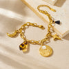 Wholesale Vintage Leopard Print Geometric Star Moon Pattern Embossed Stainless Steel Electroplated Bracelet For Women