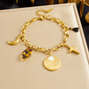 Wholesale Vintage Leopard Print Geometric Star Moon Pattern Embossed Stainless Steel Electroplated Bracelet For Women