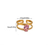 Wholesale Vintage Light Luxury Gold Plated Geometric Ushaped Stainless Steel Zircon Crystal Green Multilayer Hollow Open Ring For Women