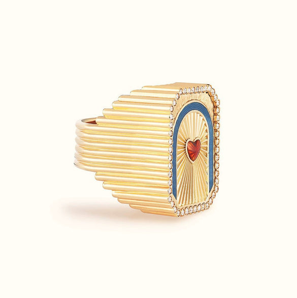 Wholesale Vintage Literature And Art Ring Copper Heart Shape Diamond Design For Women