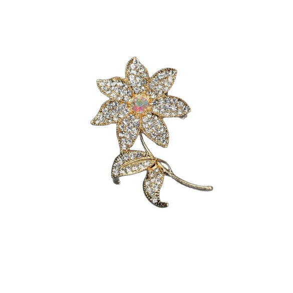 Wholesale Vintage Metal Flower Diamondencrusted Brooch Women's Jewelry With Electroplating