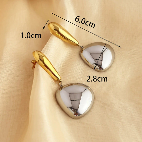 Wholesale Vintage Natural Geometric Stainless Steel 18K Gold Plated Electroplated Water Drop Earrings For Women