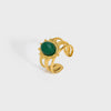 Wholesale Vintage Natural Stone Lapis Lazulio Opening Ring For Women Stainless Steel With 18K Gold Plating And Animal Zodiac Design
