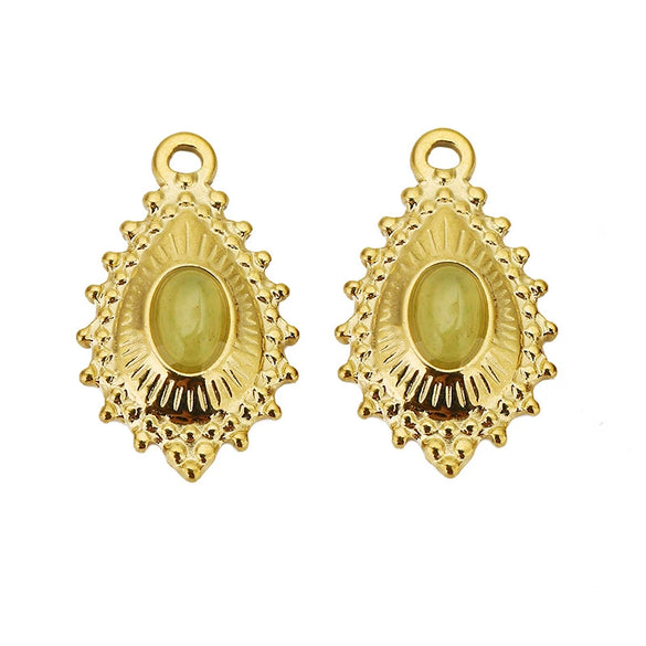 Wholesale Vintage Natural Style Water Drop Inlay Stainless Steel Pendant Earrings And Necklace Accessories