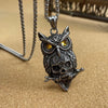 Wholesale Vintage Owl And Skull Pendant Men's Titanium Steel Necklace With Dripping Oil Treatment And Animal Zodiac Pattern