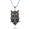 Wholesale Vintage Owl And Skull Pendant Men's Titanium Steel Necklace With Dripping Oil Treatment And Animal Zodiac Pattern
