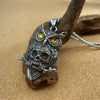 Wholesale Vintage Owl And Skull Pendant Men's Titanium Steel Necklace With Dripping Oil Treatment And Animal Zodiac Pattern