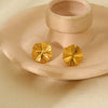 Wholesale Vintage Pleated Round Geometric 18K Gold Plated Stainless Steel Earrings For Women