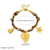 Wholesale Vintage Printed Stainless Steel Goldplated Irregular Heartshaped Flower Pendant Bracelet For Women