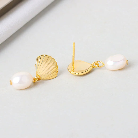 Wholesale Vintage Shell Pearl Earrings S925 Sterling Silver For Women