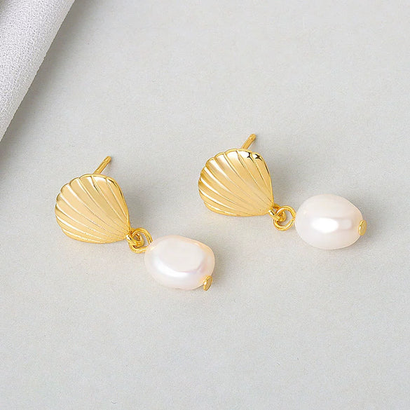 Wholesale Vintage Shell Pearl Earrings S925 Sterling Silver For Women