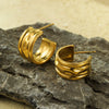 Wholesale Vintage Stainless Steel Cshaped Pleated Texture Electroplated Women's Earrings