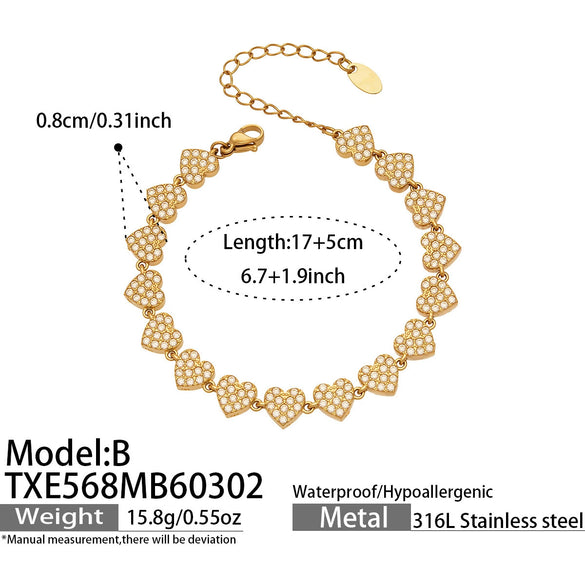 Wholesale Vintage Stainless Steel Electroplated Water Drop Zircon Clawset Full Diamond Pendant Earring Necklace Bracelet Set For Women