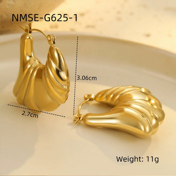 Wholesale Vintage Stainless Steel Hollow Geometric Earrings With Electroplating For Women