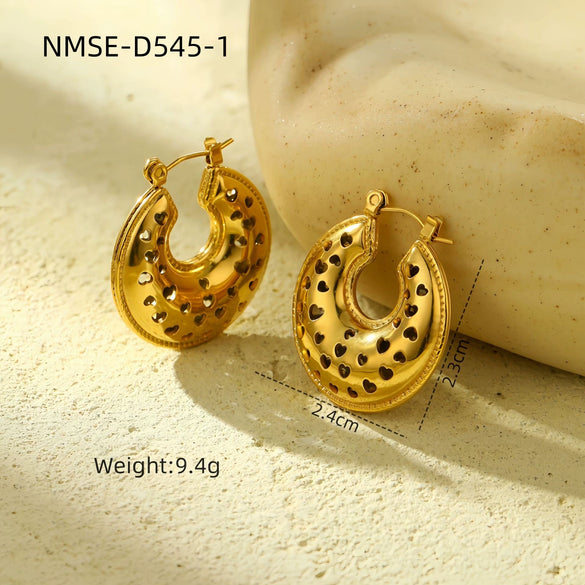 Wholesale Vintage Stainless Steel Hollow Geometric Earrings With Electroplating For Women