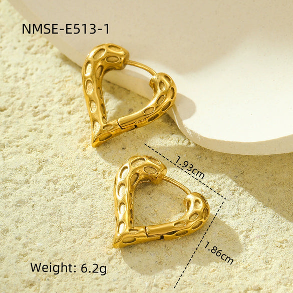 Wholesale Vintage Stainless Steel Hollow Geometric Earrings With Electroplating For Women