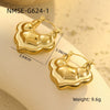 Wholesale Vintage Stainless Steel Hollow Geometric Earrings With Electroplating For Women